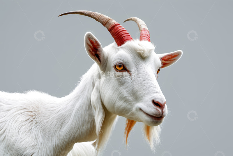 高清大图下载【趣麦麦图】特写白山羊头部