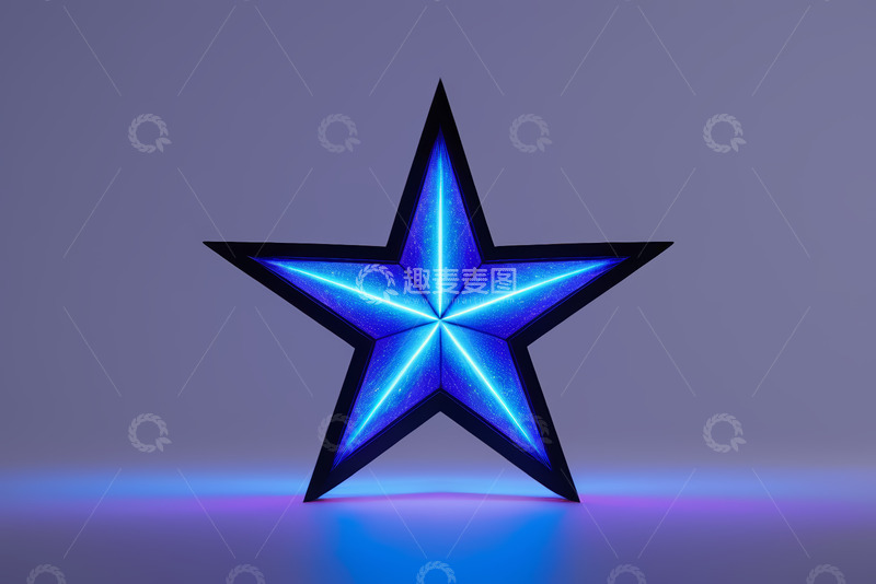 高清大图下载【趣麦麦图】蓝色发光五角星装饰