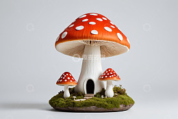红白斑点蘑菇造型小屋