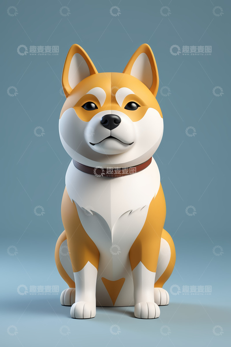 高清大图下载【趣麦麦图】坐姿卡通柴犬形象素材