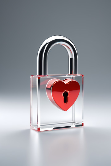 透明爱心挂锁3D模型素材