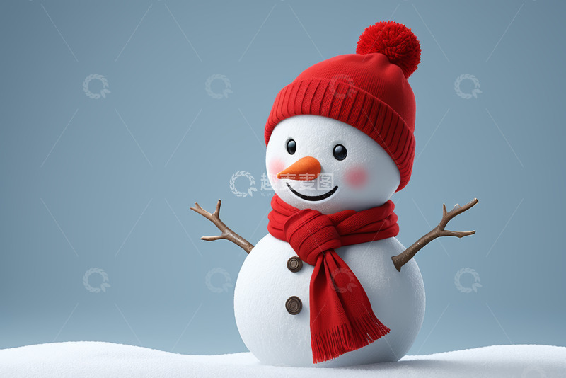高清大图下载【趣麦麦图】戴帽围巾雪人形象