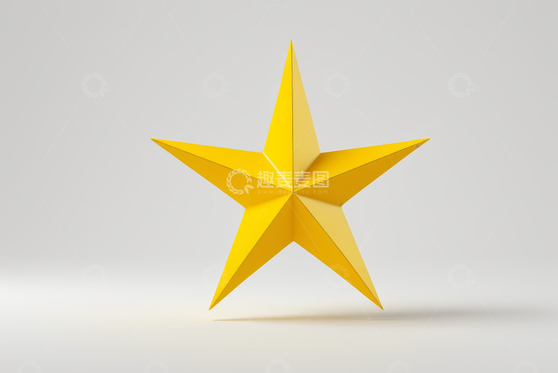 高清大图下载【趣麦麦图】黄色立体五角星素材