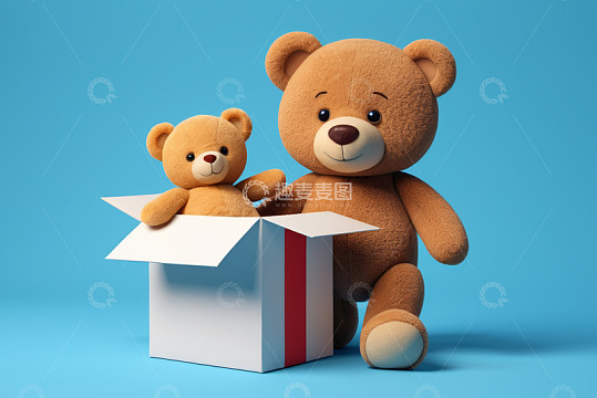 礼盒中的大小泰迪熊玩偶