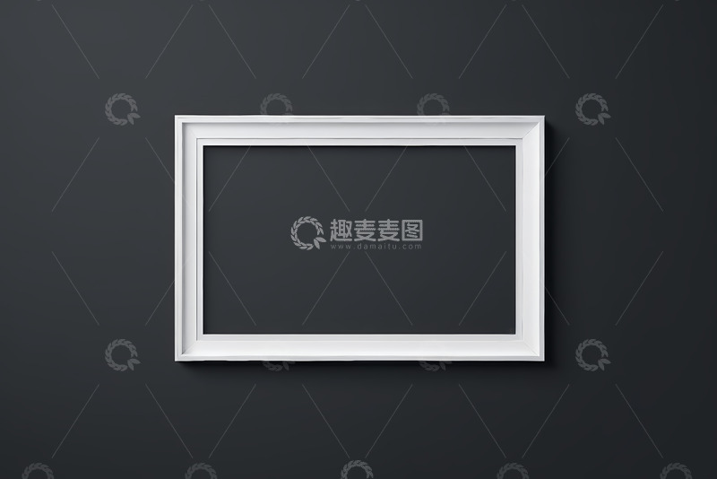 高清大图下载【趣麦麦图】黑色背景上的白色空白相框