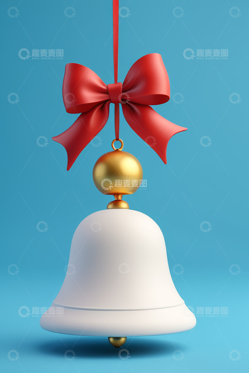 高清大图下载【趣麦麦图】带蝴蝶结的圣诞铃铛装饰