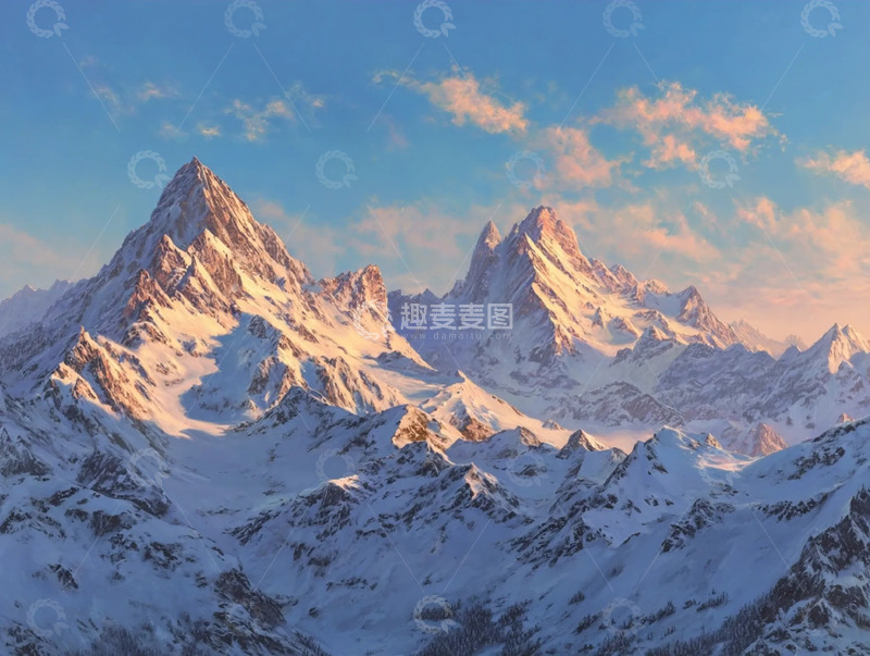 高清大图下载【趣麦麦图】云卷云舒下的冰雪山峦图景