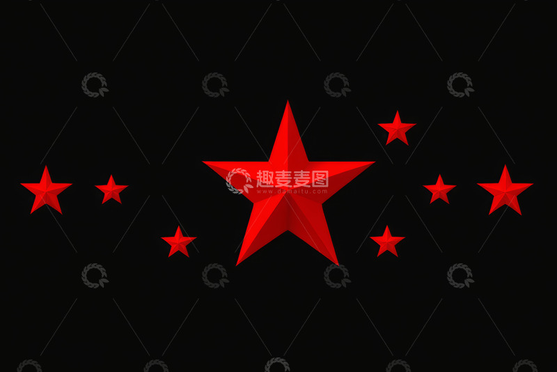 高清大图下载【趣麦麦图】黑色背景红色星星图案