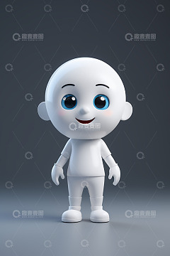 白色卡通机器人形象展示