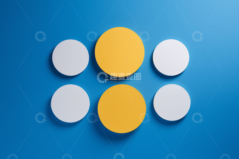 高清大图下载【趣麦麦图】蓝色背景上的黄白圆形组合