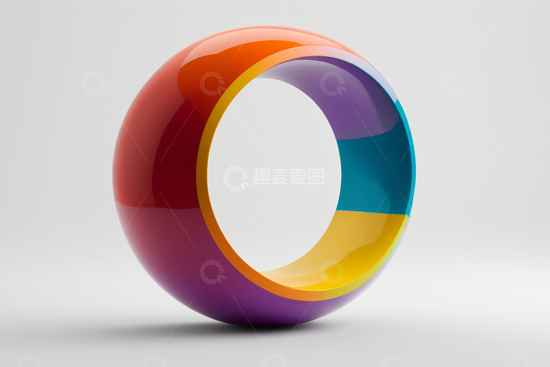 高清大图下载【趣麦麦图】彩色环形立体几何图形