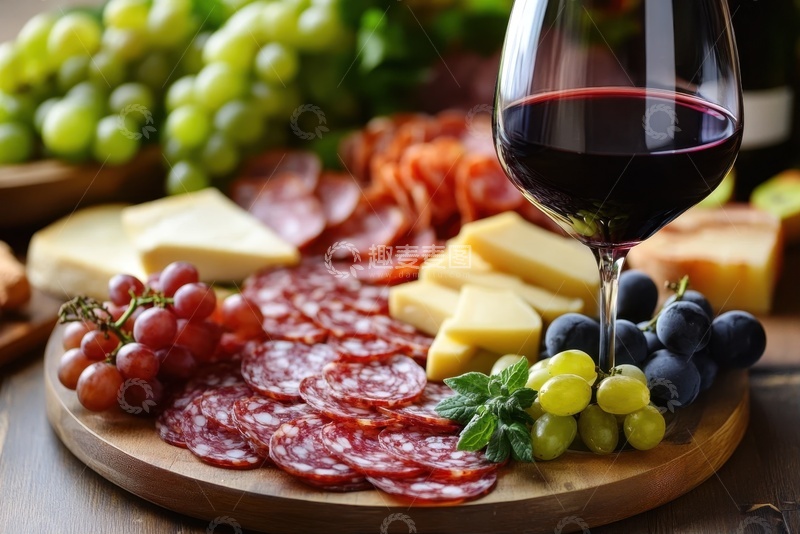 高清大图下载【趣麦麦图】腊肠片葡萄红酒