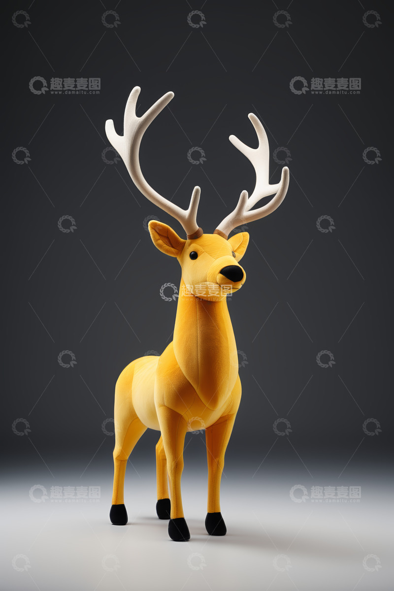 高清大图下载【趣麦麦图】黄色驯鹿玩偶静物展示