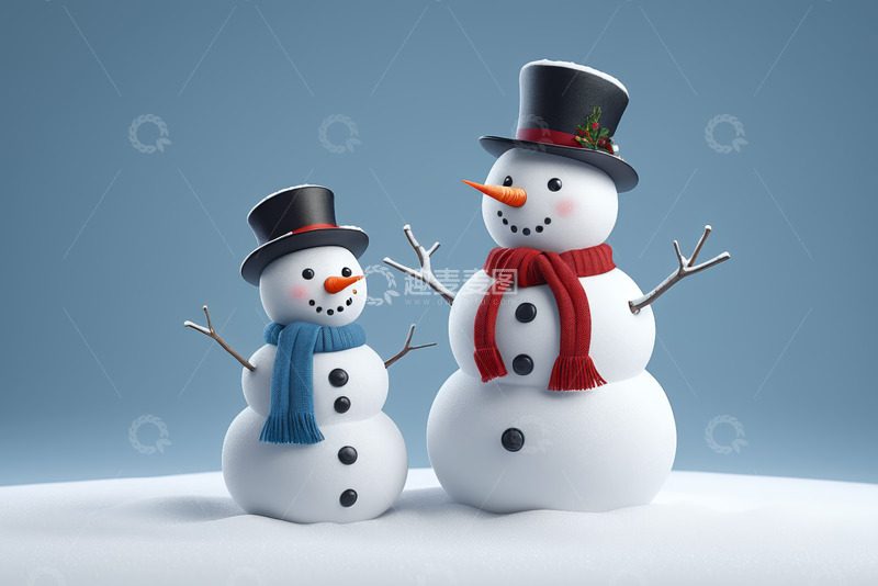 高清大图下载【趣麦麦图】两个雪人摆造型