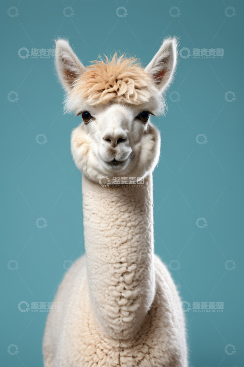 高清大图下载【趣麦麦图】白色羊驼特写