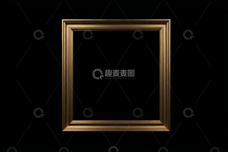 高清大图下载【趣麦麦图】金色画框黑色背景
