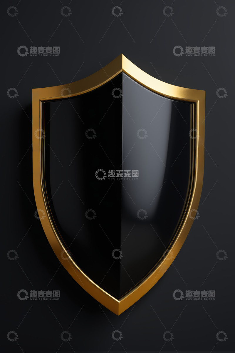 高清大图下载【趣麦麦图】黑金配色盾牌图标素材