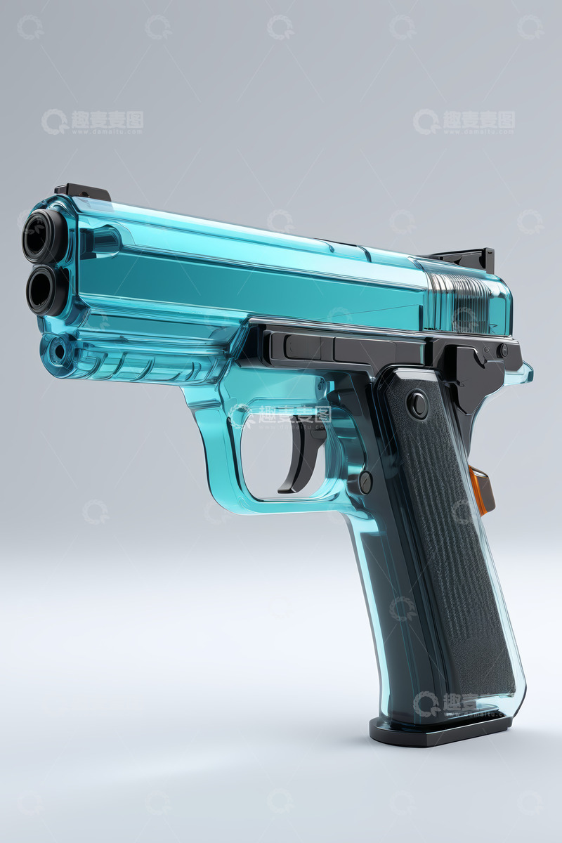 高清大图下载【趣麦麦图】透明双管手枪3D模型