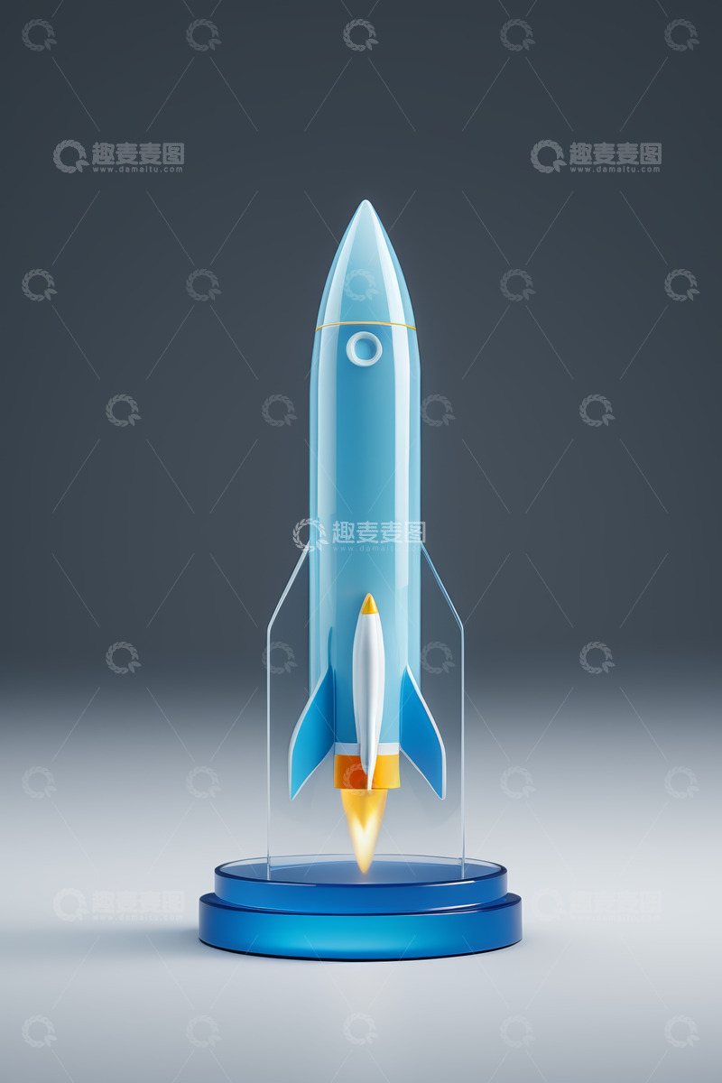 高清大图下载【趣麦麦图】蓝色火箭模型展示