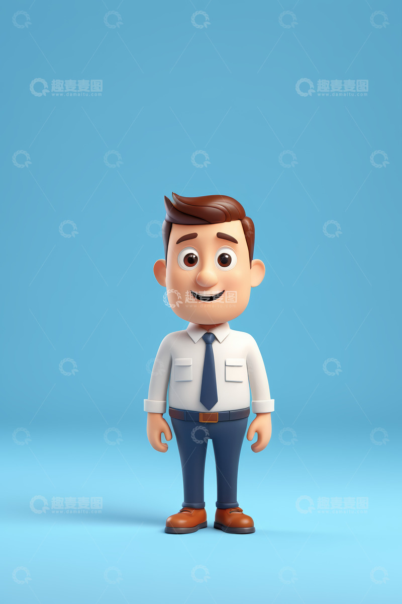 高清大图下载【趣麦麦图】卡通商务男性站立形象