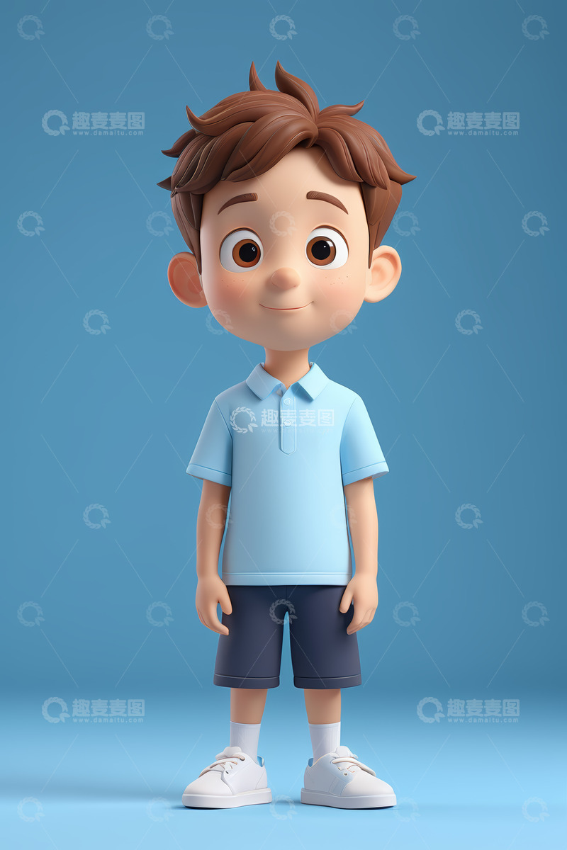 高清大图下载【趣麦麦图】卡通小男孩站立形象素材