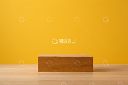 黄色背景前的木质长方体盒子