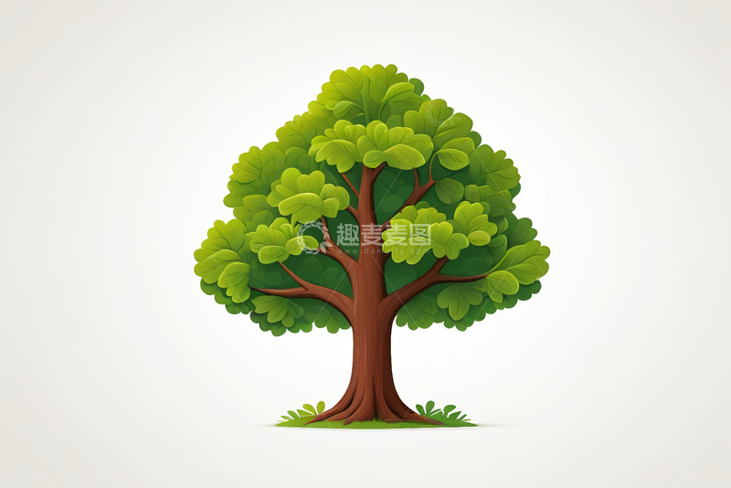 高清大图下载【趣麦麦图】绿色卡通树木插画素材