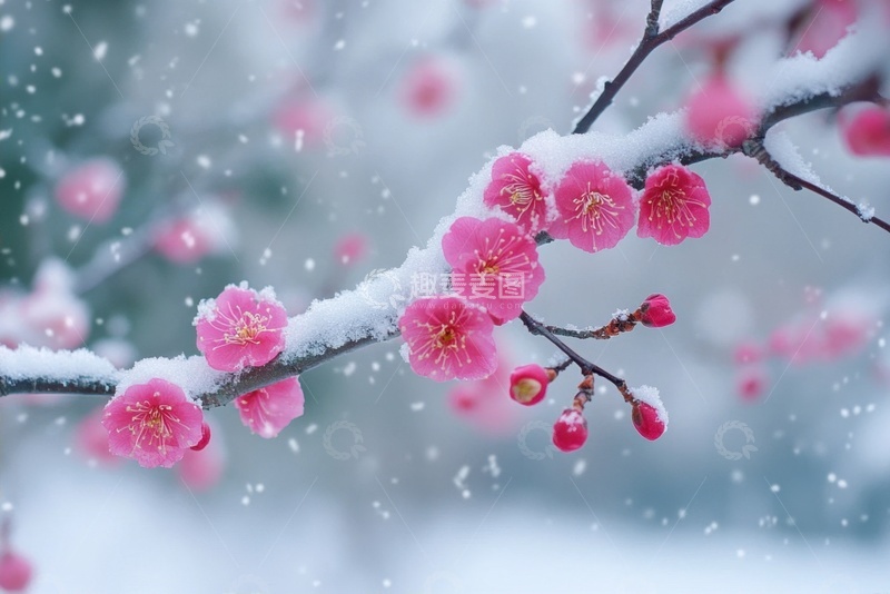 高清大图下载【趣麦麦图】落雪的梅花花枝