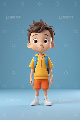 背书包的卡通小男孩形象