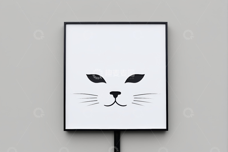 高清大图下载【趣麦麦图】简约猫脸装饰画