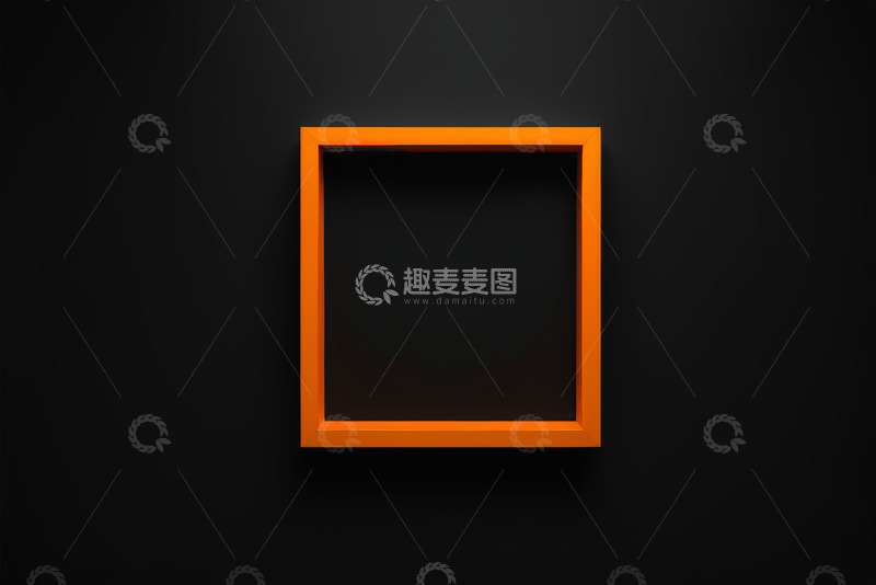 高清大图下载【趣麦麦图】黑色背景上的橙色方形框架