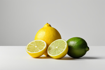 柠檬和青柠静物特写