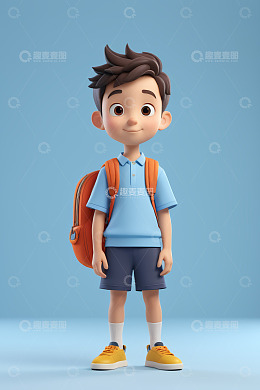 背书包的卡通小男孩形象