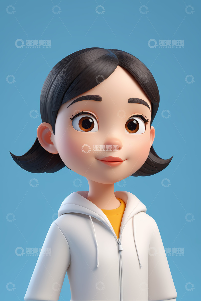 高清大图下载【趣麦麦图】卡通女孩半身像