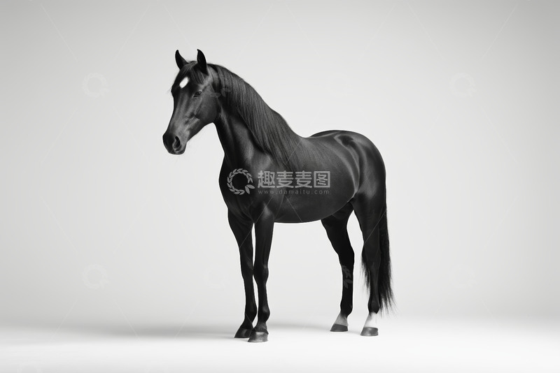 高清大图下载【趣麦麦图】黑色骏马静态特写