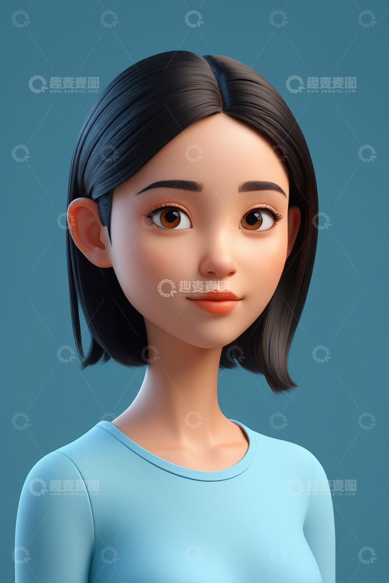 高清大图下载【趣麦麦图】卡通女孩半身像