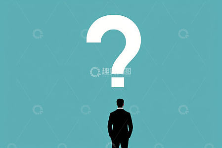 商务人士凝视问号背景