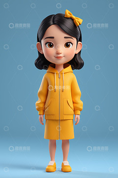 穿着黄色服装的卡通小女孩