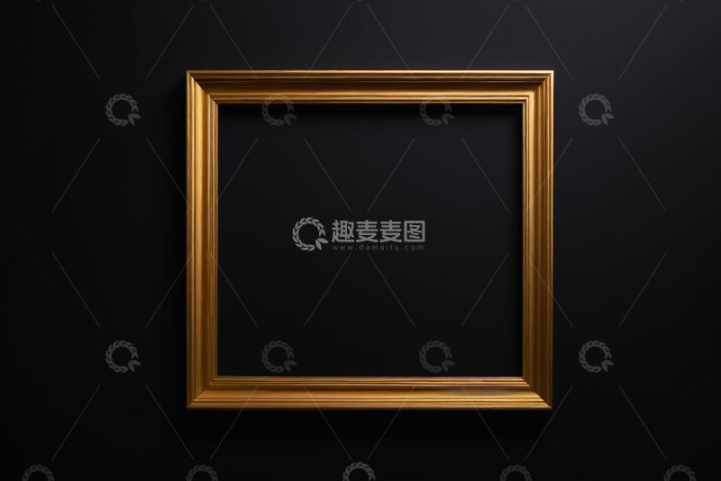 高清大图下载【趣麦麦图】黑色背景上的金色相框