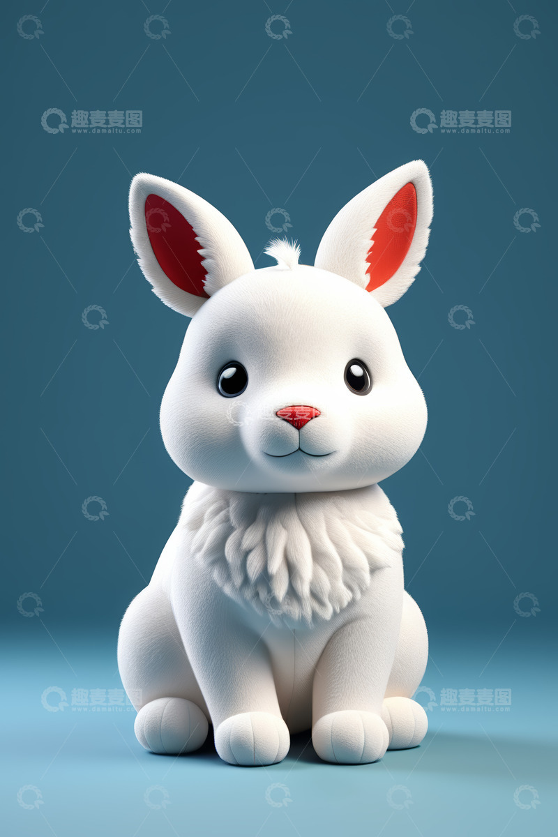 高清大图下载【趣麦麦图】可爱白色动画兔子形象