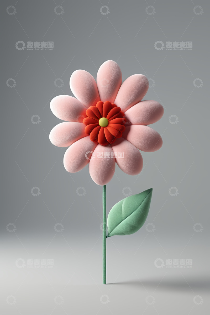 高清大图下载【趣麦麦图】粉色花朵3D模型素材