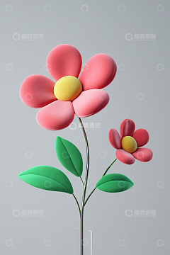 3D立体粉色花朵插画