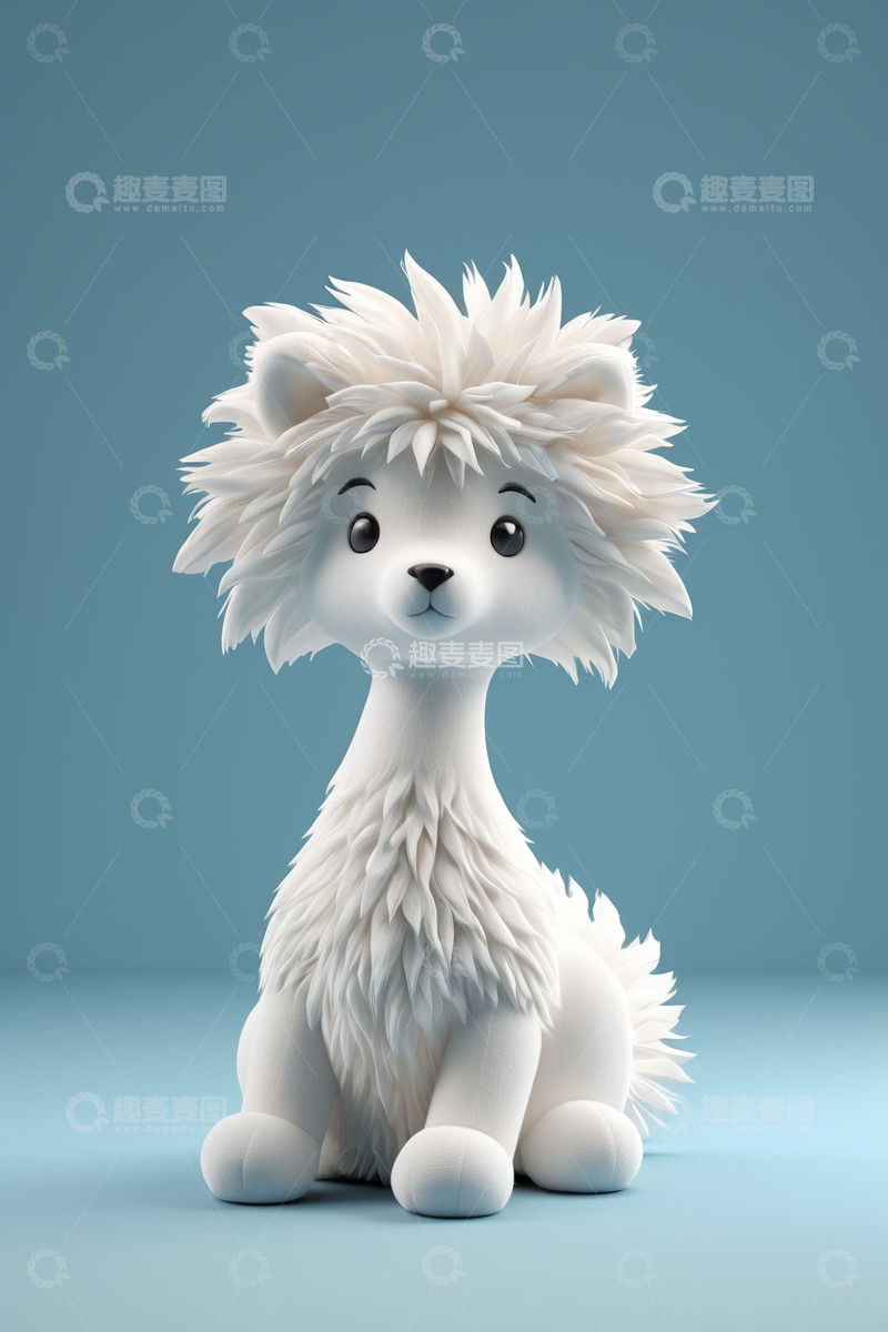高清大图下载【趣麦麦图】白色毛绒小狗3D形象