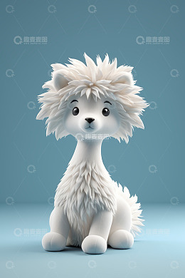 白色毛绒小狗3D形象