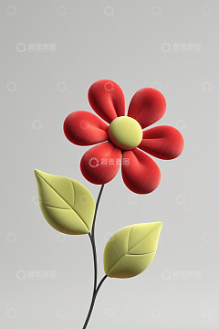 红色花朵绿植特写