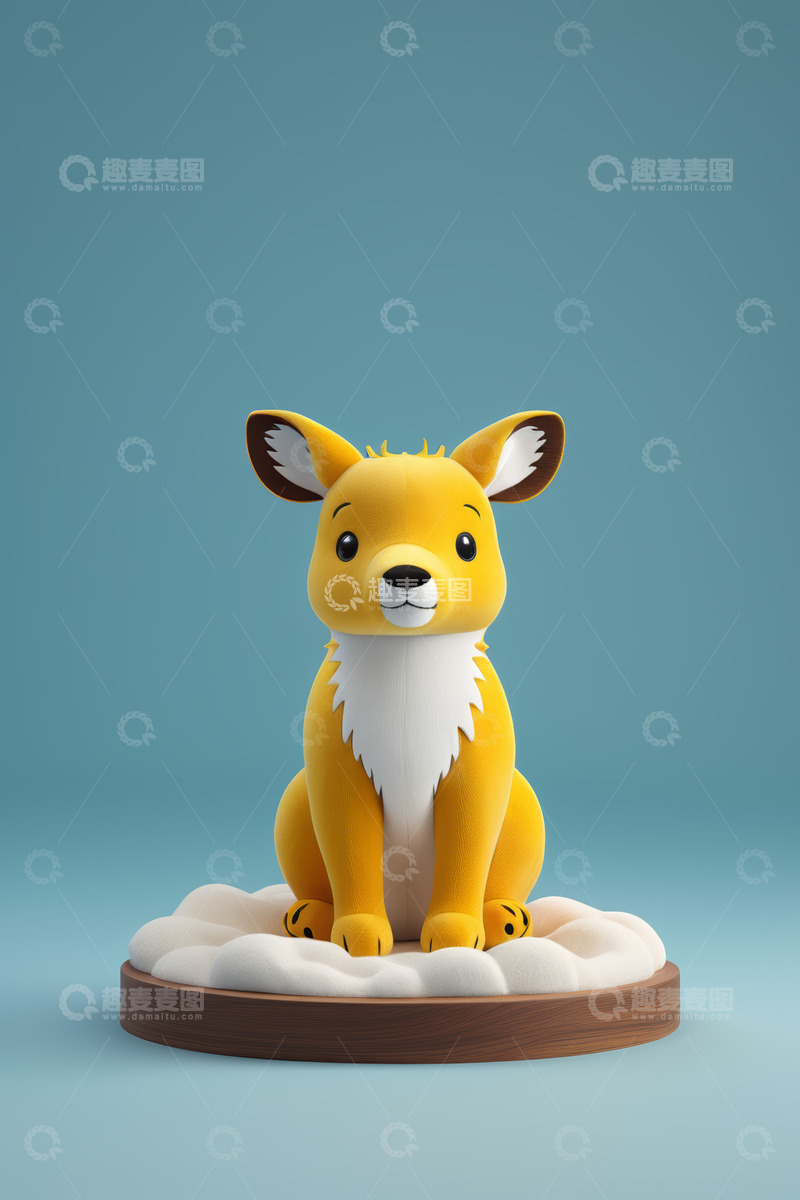 高清大图下载【趣麦麦图】卡通小狗坐于木盘上