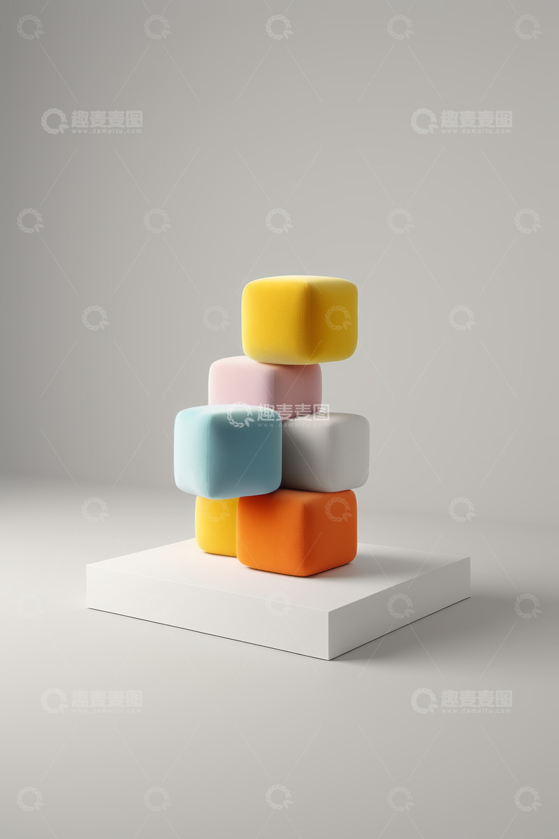 高清大图下载【趣麦麦图】彩色立方体堆叠展示素材