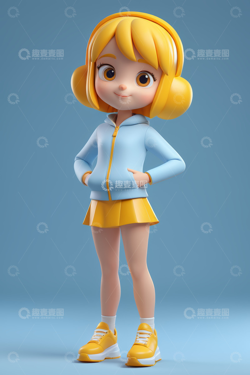 高清大图下载【趣麦麦图】戴耳机的卡通女孩形象