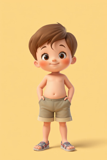 卡通小男孩站立形象素材