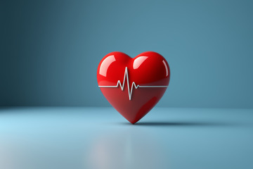 红色心形图案与心跳线